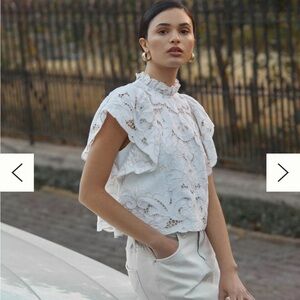 Anthropologie Cobalt Blue Lace Blouse